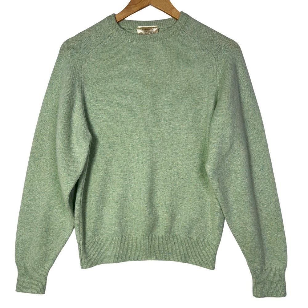 Edinburgh Woollen Mill Womens‎ 34 Small Green Lambswool Crewneck Sweater Britain